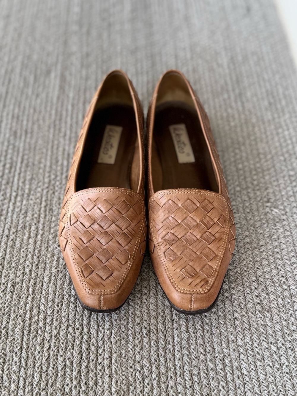 Vintage Westies Tan Woven Leather Loafers Size 6.5